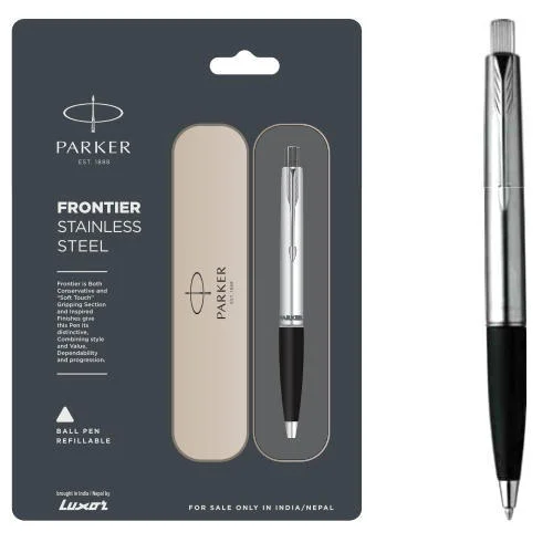 Parker-Frontier-Stainless-Steel-Ball-Pen-With-Stainless-Steel-Trim