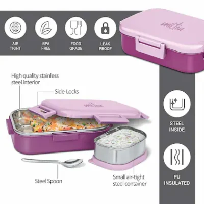 milton senior flatmate inner stainless steel tiffin box 700 ml purple food grade college school product images orvle0wcgnc p603507782 2 202308021624