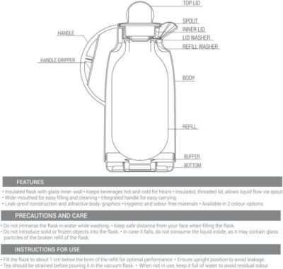 1000 vienna 1000 vacuum insulated inner glass hot or cold flask original imag9mtdggum4qku