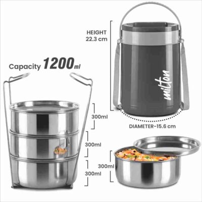 1200 classic tiffin stainless steel containers black milton 4 original imagmzk6bzfeytn6
