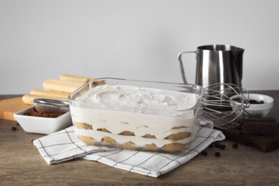 high angle delicious tiramisu tray table scaled