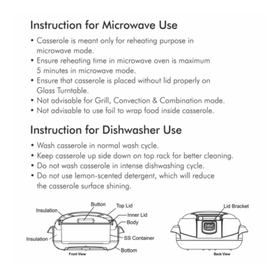 milton microwow one touch casserole multi color 1500 ml Specs