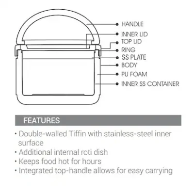 milton plastic dark pink new big bite insulated inner tiffin box with additional plate and handle 900 ml product images orvpwpbf5lh p603500809 3 202308021322
