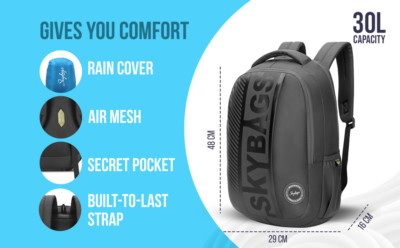 Skybags GRAD 05 LAPTOP BACKPACK Grey 2