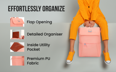 Skybags RIZZ 01 LAPTOP BACKPACK Peach 2
