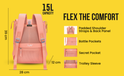 Skybags RIZZ 01 LAPTOP BACKPACK Peach 3