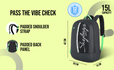 Skybags TRIBE PLUS 01 BACKPACK Black 2