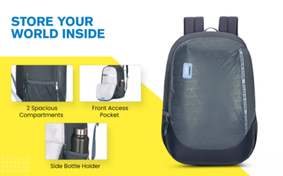 Skybags WHIZ LAPTOP BACKPACK 01 Grey 3
