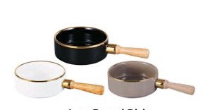 Lara round dish with wooden Handen