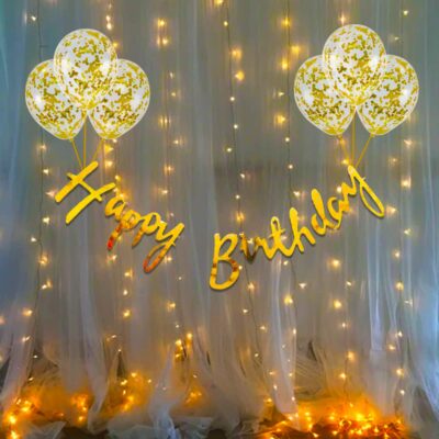 Golden Cursive Happy Birthday Banner Metallic(Yash-1018)