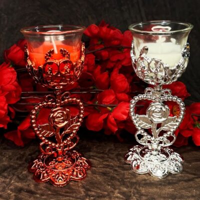 Scented Candle with Rose Designed Holder (Yash-957)