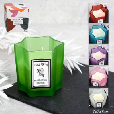 Deluxe Square Glass Scented Candles – 7x7cm | Assorted Colors (Yash-278)