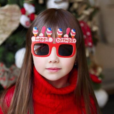 Ice Cream Cone Happy Birthday Party Glasses – Pink, Red Frame (IC-PINK & RED)