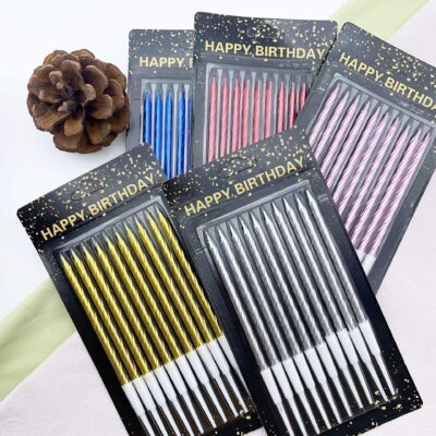 Metallic Spiral Birthday Candles with Holders Assorted Color (Yash-4005)