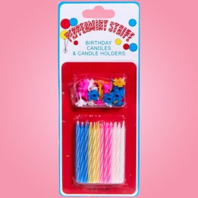 Colorful Spiral Birthday Candles with Holders Lite (Yash 349)