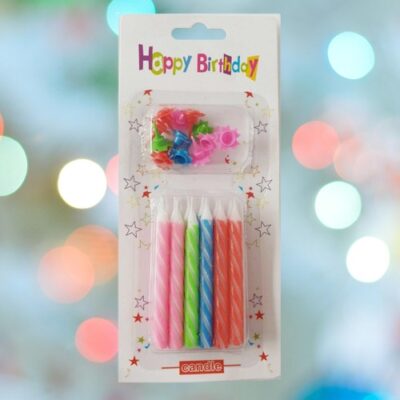 Colorful Spiral Birthday Candles with Flower Holders (Yash-4008)