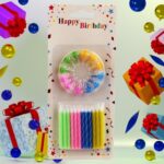 Spiral Birthday Candles with Colorful Round Holder Ring (Yash-4010)