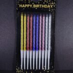 Metallic Birthday & Celebration Candles with Holders (Yash 999)