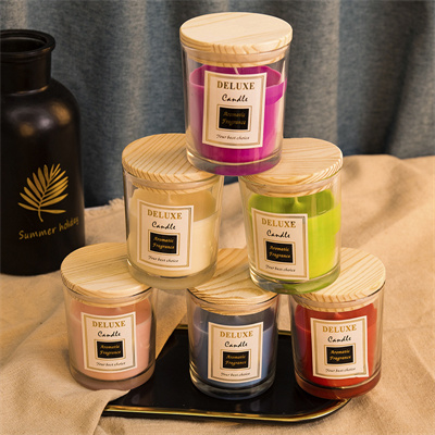 Deluxe Glass Jar Scented Candles – Wooden Lid (Yash-277)