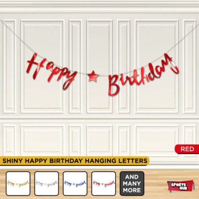 Red Happy Birthday Cursive Letter Banner (Yash-1001)