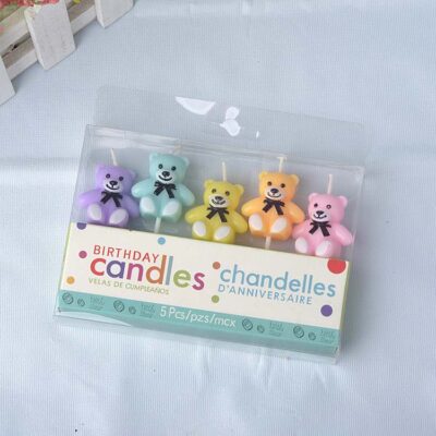 Cute Teddy Bear Birthday Candles Set Multicolor Decorative Candles (Yash-4002)