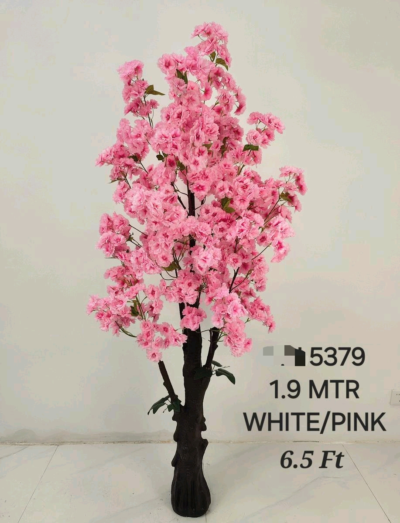 Artificial Blossom Plants with Pink/White Color and Height 6.5 Feet (Code:5379)