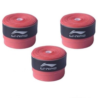 Li-Ning GP-20 Badminton Racquet Replacement Grip, (Pack of 3),Red