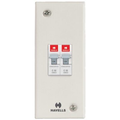 Havells Utility DB MCB ENCL DP Metal Enclosure Sheet Steel 2 Pole Distribution Board Cutout (Grey)