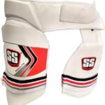 SS Men's Aerolite Cricket Batting Combo Right Hand Thigh Guard (White/Red) – Elite Protection for Professionals