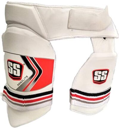SS Men's Aerolite Cricket Batting Combo Right Hand Thigh Guard (White/Red) – Elite Protection for Professionals