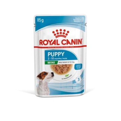 Royal Canin Mini Puppy Food, 85 Grams, Pack of 10 Sachet, Wet Food, Supports Immune System, Brain development & digestive health