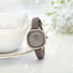 Sonata Poze Quartz Grey Dial Grey Leather Strap for Women-SP80092WL01