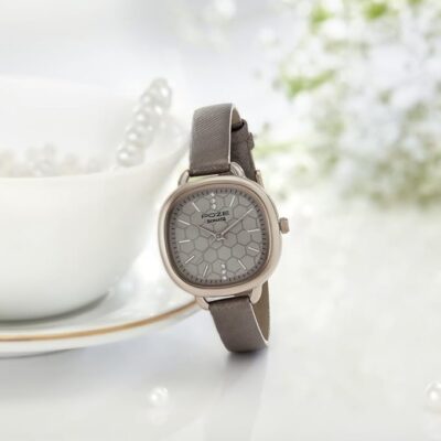 Sonata Poze Quartz Grey Dial Grey Leather Strap for Women-SP80092WL01