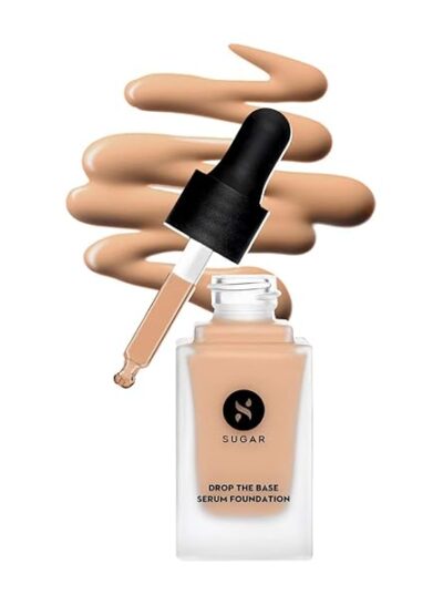 SUGAR Cosmetics Drop The Base Serum Foundation | Medium Coverage | Lasts 8 Hrs+ | Natural Finish | 20ml - 15 Cappuccino (Light, Cool Undertone)