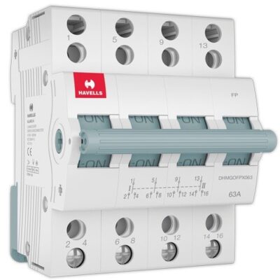 Havells Higher Rating MCB Changeover FP PVC Plastic Base Model (White)