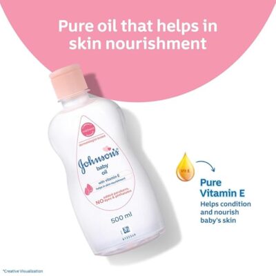 Johnson's Non-Sticky Baby Oil with Vitamin E for Easy Spread and Massage