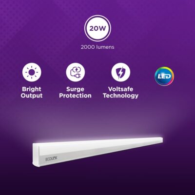 EcoLink 20-watt LED Batten/Tubelight | Champion Compact 4-ft LED Batten for Living Room & Bedroom | Cool White