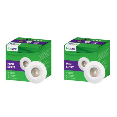 EcoLink Polycarbonate 2W Led Spot Light|B15D Mini Spot Light for Display & Home Decoration|Cut Out: 35Mm,Color: Natural White,Pack of 2