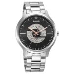 Sonata Unveil Quartz Multifunction Black Dial Stainless Steel Strap Watch for Men-7140SM03