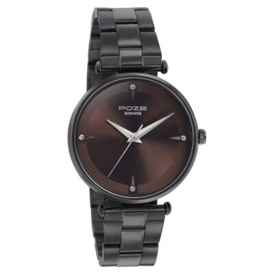 Sonata Poze Quartz Analog Grey dial Metal Strap Watch for Women-SP80014QM02