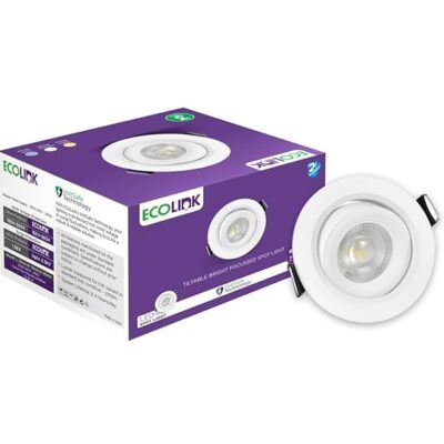 EcoLink Polycarbonate 3W LED Tiltable Spot Light | Spot Light For Display & Home Decoration | Cut Out: 63Mm, Color: Natural White, Pack Of 1