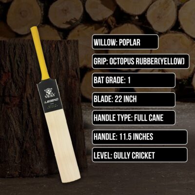 Vicky I Legend Poplar Willow Cricket bat, Yellow