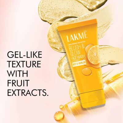 LAKMÉ Blush & Glow Exfoliating Face Wash With Vitamin C Serum, Brightening And Gentle Facewash With Lemon Fruit Extracts For All Skin