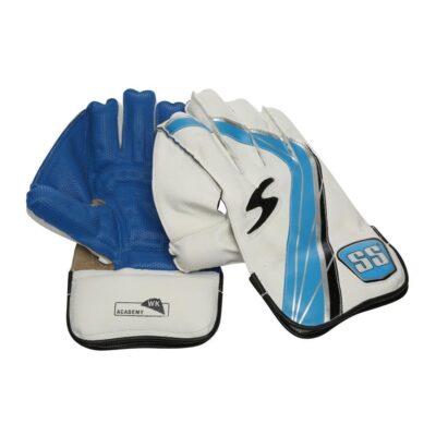 SS Academy Wicket Keeping Gloves, Boy's (White/Blue)