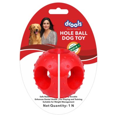 Drools Non-Toxic Rubber Toy for Dogs, Hole Ball (Medium) 7.6 cm Pack