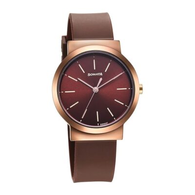Sonata Essentials Brown Dial Polyurethane Strap Analog Watch for Women-NS87044KP01