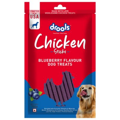 Drools Chicken Blueberry Flavor Dog Treats Sticks, 100gm | Rich in Protein, No Artificial Preservatives | Best for Training & Bonding | for Puppy & Adult | Formulated in USA | Premium Treats