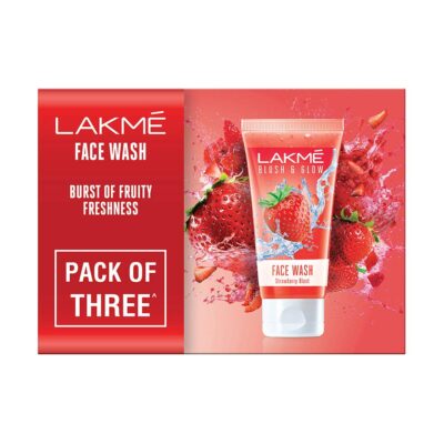 LAKMÉ Blush and Glow Strawberry Combo Face Wash With Fruit Extracts, 100 g (Pack of 3)