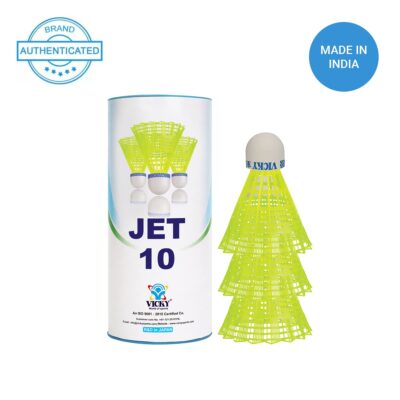 Vicky Jet 10 Nylon Suttlecock, Yellow, Pack of 3