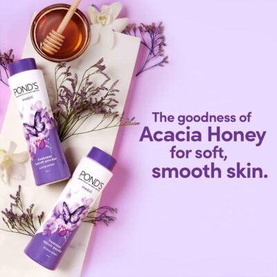 POND'S Magic Acacia Honey Fragrance Talcum Powder 400 g, Cooling Fresh Talc for Face & Body - For Men & Women